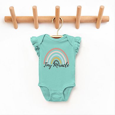 The Juniper Shop Tiny Miracle Rainbow Flutter Sleeve Bodysuit