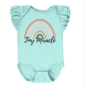 The Juniper Shop Tiny Miracle Rainbow Flutter Sleeve Bodysuit
