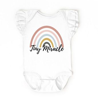 The Juniper Shop Tiny Miracle Rainbow Flutter Sleeve Bodysuit