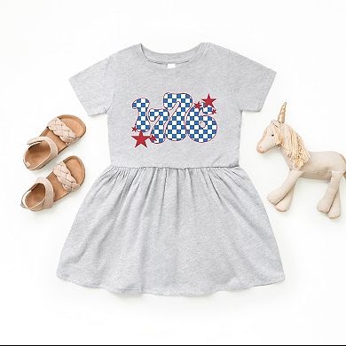 The Juniper Shop Patriotic 1776 Checkered Toddler Dress