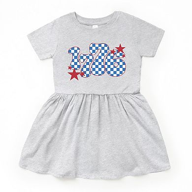 The Juniper Shop Patriotic 1776 Checkered Toddler Dress