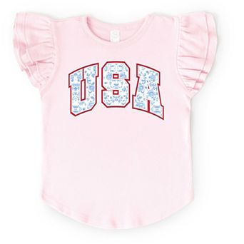 The Juniper Shop USA Blue Willow Flutter Sleeve Tee