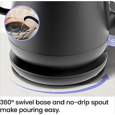 Fast 0.8L Electric Kettle: 1-Touch Operation, Auto Shut-Off, Gooseneck Spout for Precision Brewing