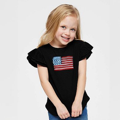 The Juniper Shop American Flag Smudged Flutter Sleeve Tee