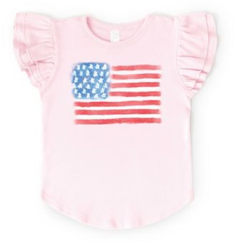 The Juniper Shop American Flag Smudged Flutter Sleeve Tee