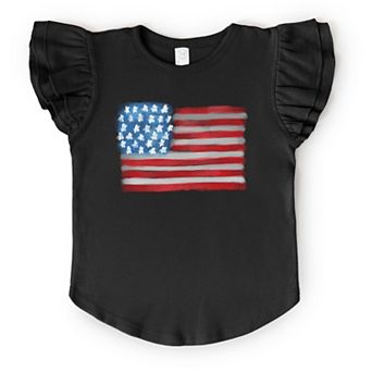 The Juniper Shop American Flag Smudged Flutter Sleeve Tee