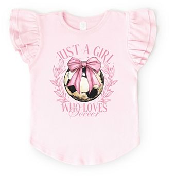 The Juniper Shop Just A Girl Who Loves Soccer Coquette Flutter Sleeve Tee