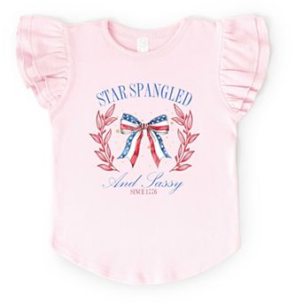 The Juniper Shop Star Spangled And Sassy Coquette Flutter Sleeve Tee