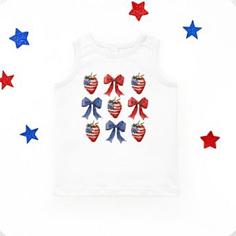 The Juniper Shop Coquette Bows And USA Strawberries Youth Tank Top