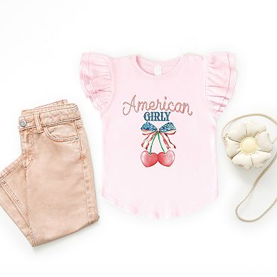 The Juniper Shop American Girly Cherries Coquette Flutter Sleeve Tee