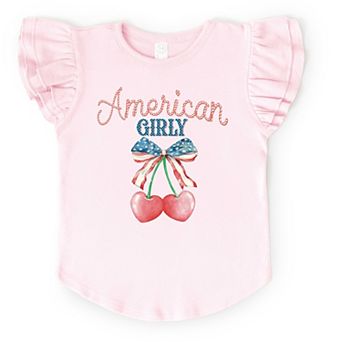 The Juniper Shop American Girly Cherries Coquette Flutter Sleeve Tee