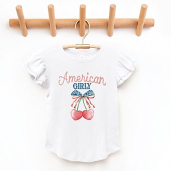 The Juniper Shop American Girly Cherries Coquette Flutter Sleeve Tee