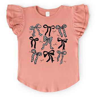 The Juniper Shop Checkered Bows Stacked Flutter Sleeve Tee