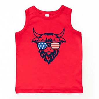 The Juniper Shop Patriotic Cow Sunglasses Youth Tank Top