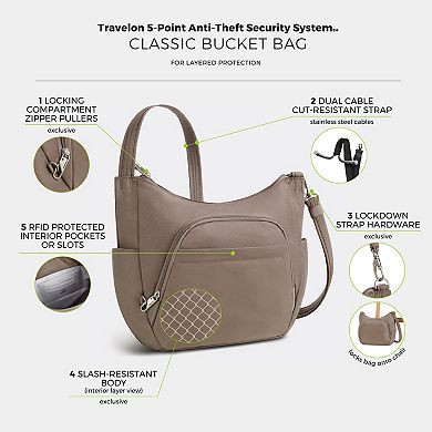 Travelon Anti-Theft Classic Crossbody Bucket Bag