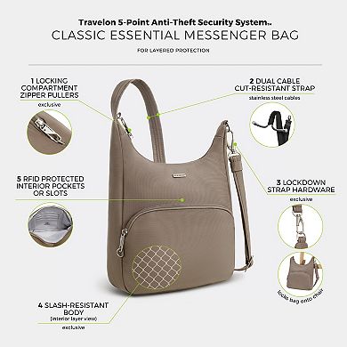 Travelon Anti-Theft Classic Essential Messenger Bag