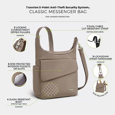 Travelon Anti-Theft Classic Messenger Bag With RFID-Blocking Compartments