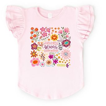 The Juniper Shop Happiness Blooms From Within Flutter Sleeve Tee