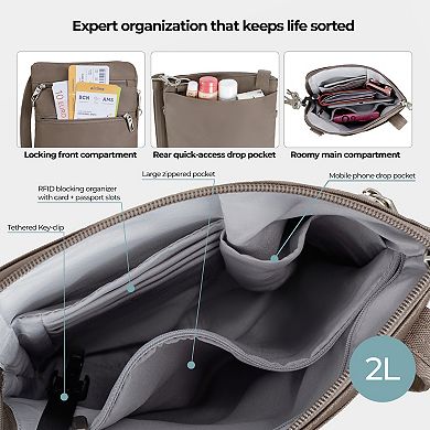 Travelon Anti-Theft Classic Slim Double Zip Crossbody Bag