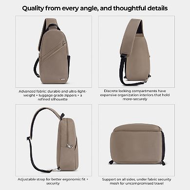 Travelon Anti-Theft Zipper Closure Multiple Compartments Classic Sling Bag