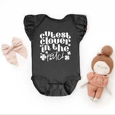 The Juniper Shop Cutest Clover In The Patch Flutter Sleeve Bodysuit
