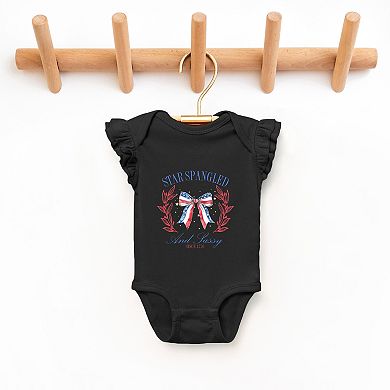 The Juniper Shop Star Spangled And Sassy Coquette Flutter Sleeve Bodysuit