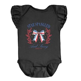 The Juniper Shop Star Spangled And Sassy Coquette Flutter Sleeve Bodysuit