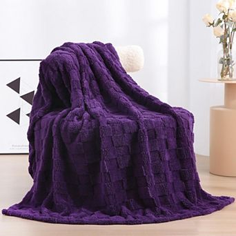 Deep Purple Fleece Throw Blanket 50”×60” for Couch Sofa Bed,Super Soft Cozy Plush Microfiber