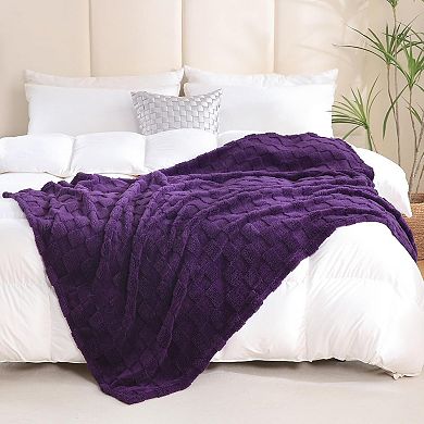 Deep Purple Fleece Throw Blanket 50”×60” for Couch Sofa Bed,Super Soft Cozy Plush Microfiber