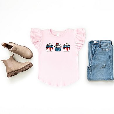 The Juniper Shop Patriotic Cupcakes Flutter Sleeve Tee