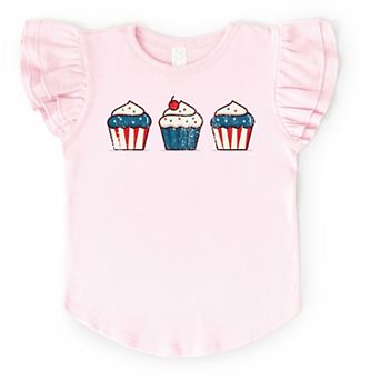 The Juniper Shop Patriotic Cupcakes Flutter Sleeve Tee
