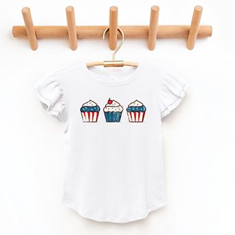 The Juniper Shop Patriotic Cupcakes Flutter Sleeve Tee