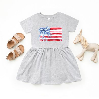 The Juniper Shop Watercolor Flag Coquette Toddler Dress