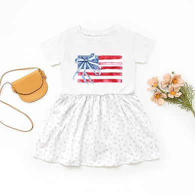 The Juniper Shop Watercolor Flag Coquette Toddler Dress