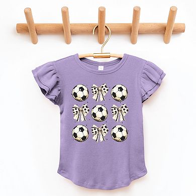 The Juniper Shop Soccer Ball Bows Stacked Flutter Sleeve Tee