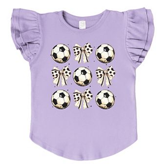 The Juniper Shop Soccer Ball Bows Stacked Flutter Sleeve Tee
