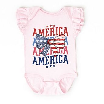 The Juniper Shop America Wave Stacked Coquette Flutter Sleeve Bodysuit