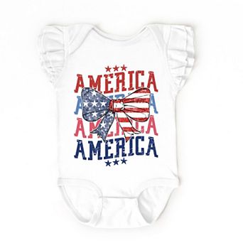 The Juniper Shop America Wave Stacked Coquette Flutter Sleeve Bodysuit