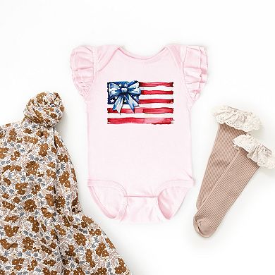 The Juniper Shop USA Flag Coquette Flutter Sleeve Bodysuit