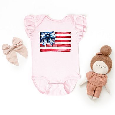 The Juniper Shop USA Flag Coquette Flutter Sleeve Bodysuit
