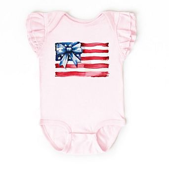 The Juniper Shop USA Flag Coquette Flutter Sleeve Bodysuit