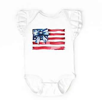 The Juniper Shop USA Flag Coquette Flutter Sleeve Bodysuit