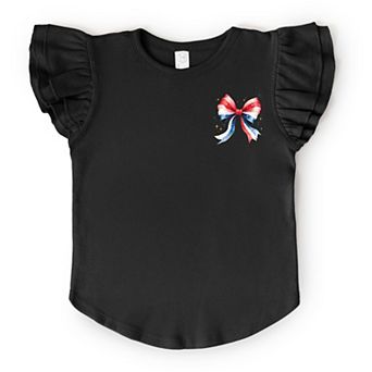 The Juniper Shop Patriotic Bow Star Coquette Flutter Sleeve Tee