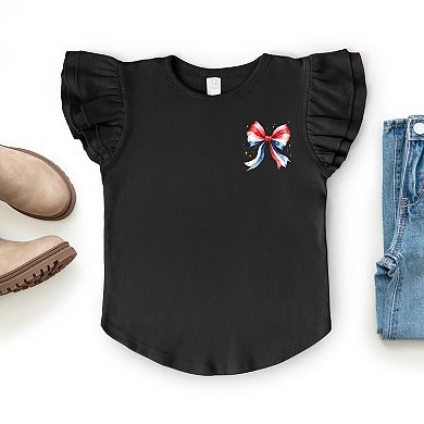 The Juniper Shop Patriotic Bow Star Coquette Flutter Sleeve Tee