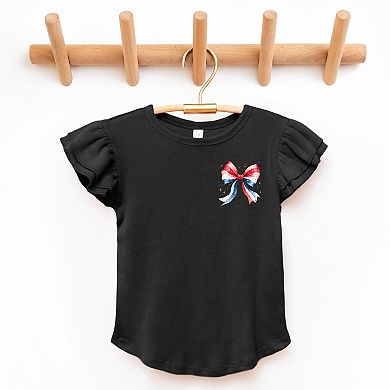 The Juniper Shop Patriotic Bow Star Coquette Flutter Sleeve Tee