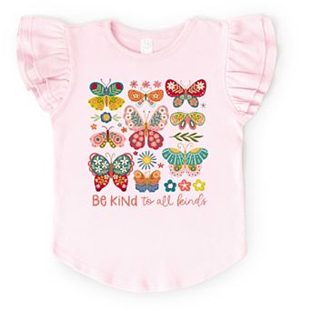 The Juniper Shop Be Kind To All Kinds Butterfly Flutter Sleeve Tee