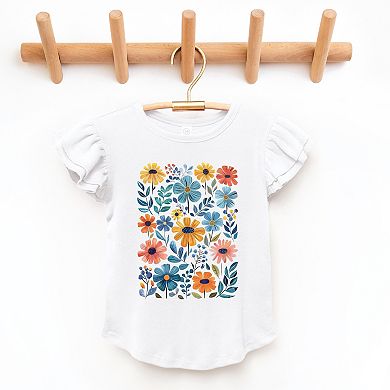The Juniper Shop Watercolor Daisy Garden Flutter Sleeve Tee