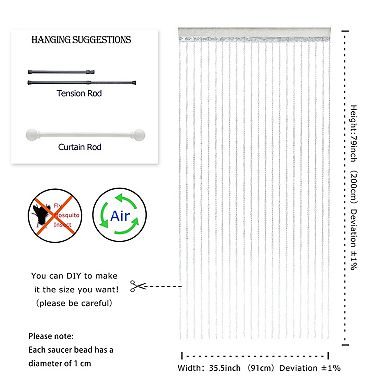 Crystal Beaded Curtain - 90x200cm, Acrylic Beads, DIY, Safe for Pets & Kids, Versatile Decor