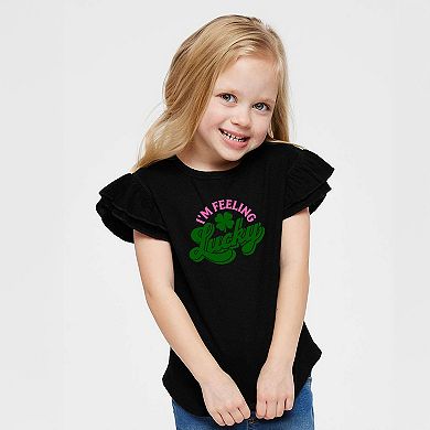 I'm Feeling Lucky Colorful - Flutter Sleeve Graphic T-Shirt