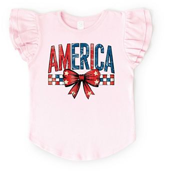 The Juniper Shop Coquette America Checkered Flutter Sleeve Tee
